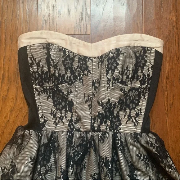 Wyton elegant Strapless Lace Dress - Black and Cream nwot - Picture 3 of 9